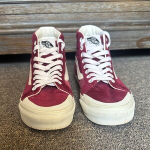 Vans Maroon High-Top Sneakers with White Details